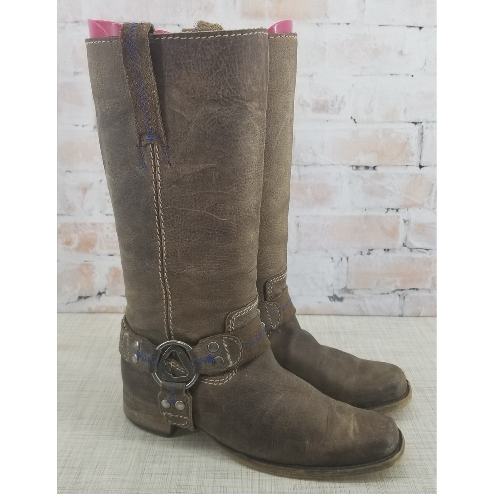 Bed Stu Boots Womens 7 Opal Harness Brown Suede Distressed Riding Western Boho
